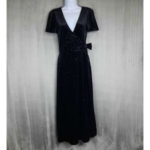 BlackMilk All That Glitters Black Velvet Wrap Midaxi Dress Small Whimsigoth Vamp